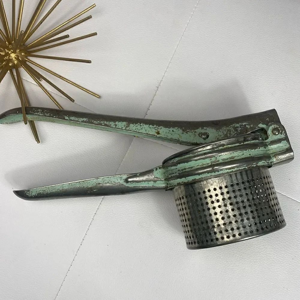 Vintage Handheld Potato Ricer Juicer Chippy Mint Farmhouse
